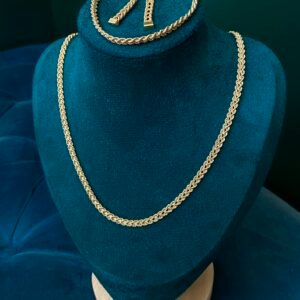 Parure maille corde doublée (collier, bracelet & boucles) - Or 18k