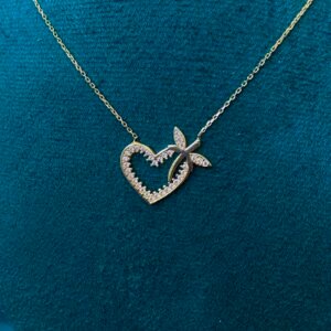 Collier coeur libellule-Or 18k