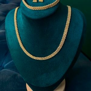 Parure maille corde triplée, Or 18k ( collier, bracelet, boucles d'oreilles) 16.8g