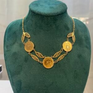 Collier porte-pièces filigrane  - Or 18k,  21.42g,