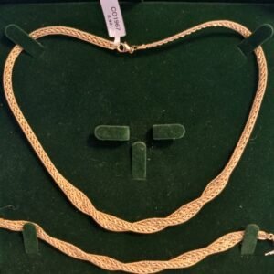 Parure maille corde popcorn croisée - Or 18k,  18.5g