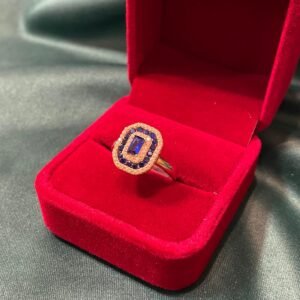 bague art déco, bleu et blanc, 3.54g