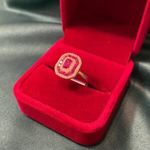 bague art déco, rouge et blanc, 3.69g