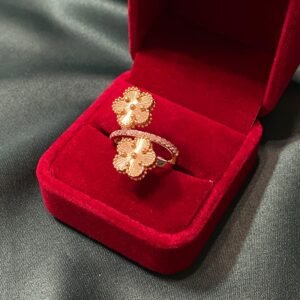 bague double trèfles, 6.2g, taille 53