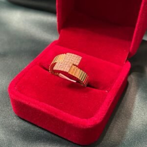bague croisée, pavés de zircon rectangles,4.55g, taille 57